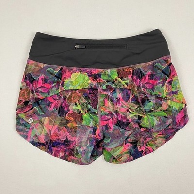 Lululemon Speed Up Shorts Size 4 x 4'' Lined Mid Rise Vivid Floral Multi Running