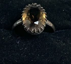 Vintage Sterling Silver Smokey Quartz Ring Size L E837