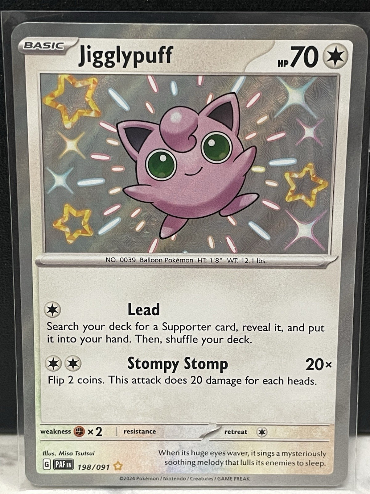 Pokemon TCG Jigglypuff Card 198/091 Shiny Rare Paldean Fates