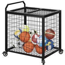 Sports Ball Storage Cart - Garage Equipment Basketball Rack Organizer with 4 ...