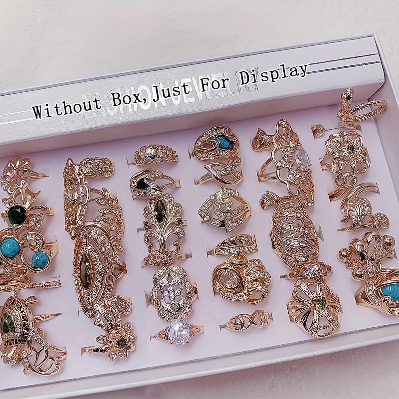 Wholesale 36pcs Rings Mixed Bulk Finger Rings Gemstones Crystal Jewelry ...