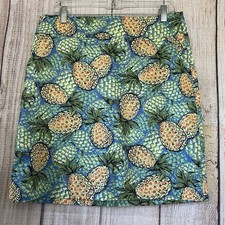 Talbots Pineapple A-Line Skirt Size 8 Colorful Zips Pockets Tropical