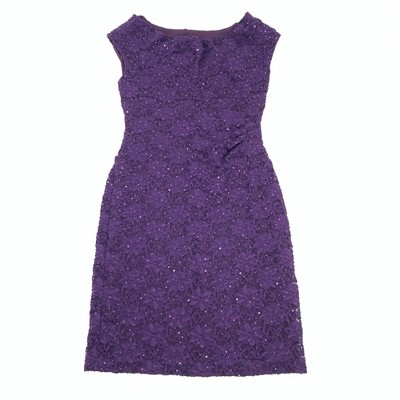 Connected Apparel Full Lace Sleeveless Pencil Dress Size 6P Petite Dark Purple