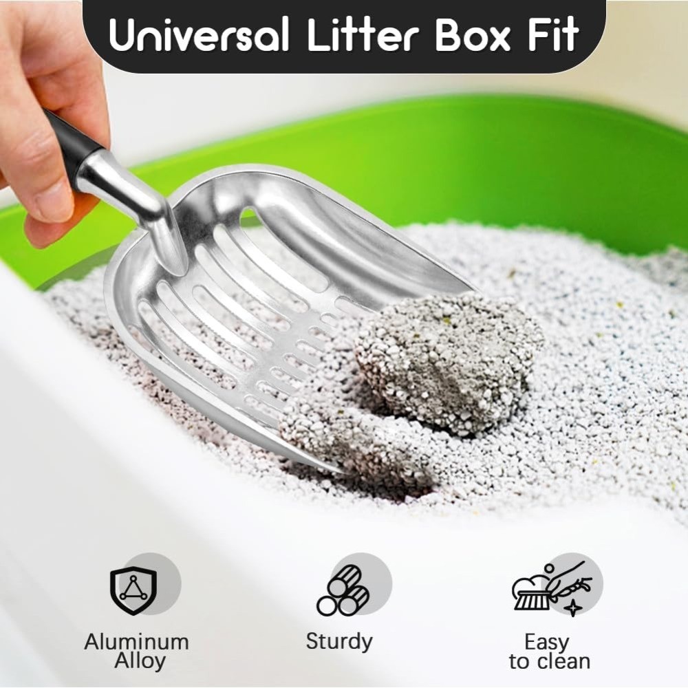 Metal Cat Litter Scoop with Deep Sifting Mesh Heavy Duty Aluminum Alloy Scooper