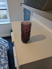 WHITEFRIARS GLASS MEDIUM BARK VASE 71/2" - 9690 AUBERGINE