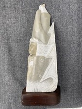 Navajo Artist Alabaster Sculpture Native American Indian With Eagle Signed