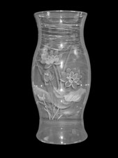 VTG 11.5" HURRICANE CHIMNEY FLORAL DESIGN SHADE CANDLE COVER GLASS