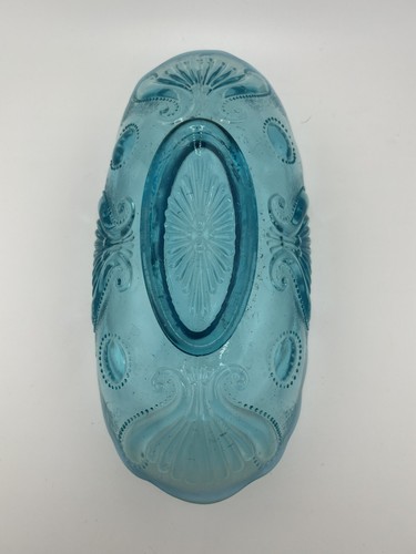 Antique Jefferson Glass Opalescent Blue Sea Spray Celery Candy Banana Dish - Picture 7 of 10