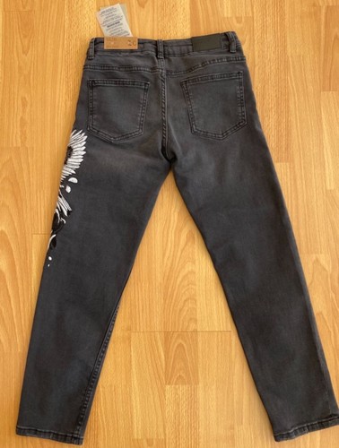 $45 ZARA GIRLS JEANS SLIM CASUAL JEANS PANTS Embroidered Eagle Bird SIZE 10 New - Picture 3 of 7