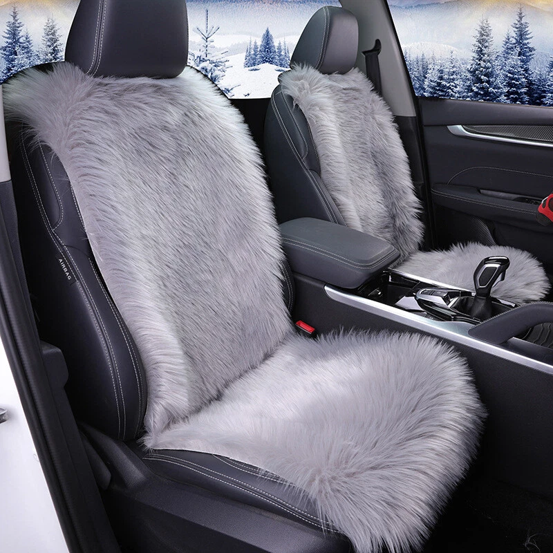 1x Soft Car Seat Cover Faux Sheepskin Fur Long Wool Car Front Seat