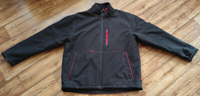 TONY BROWN Windbreaker Jacke Schwarz Rot Linien Taschen Reißverschluss XL-XXL