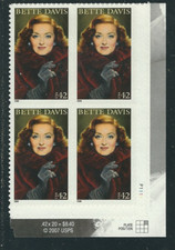 Scott #4350...42 Cent...Bette Davis...Plate Block