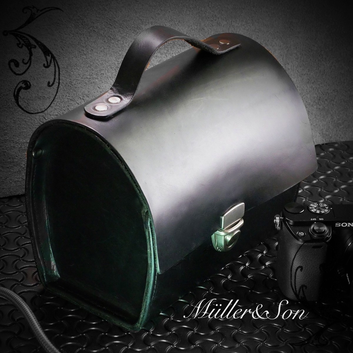 Sac Pour Appareil Photo Müller&Son, Cuir Horween Noir, Fabriqué Aux USA