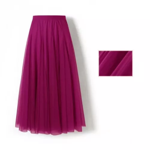 Damen Plissee Midi Rock Elastisch Hohe Taille Damen Netz Rock A-Linie Röcke - Bild 35 von 53