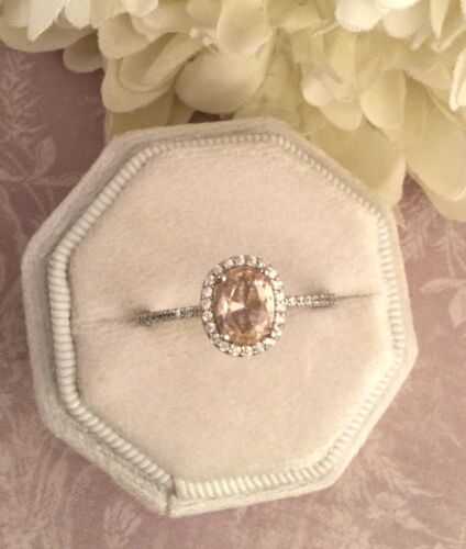 Vintage Jewellery Gold Ring Champagne and White Sapphires Antique Deco Jewelry U - Picture 3 of 9