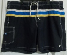 Caribbean Joe Swim Trunks Shorts Navy Yellow Size XXL Men's