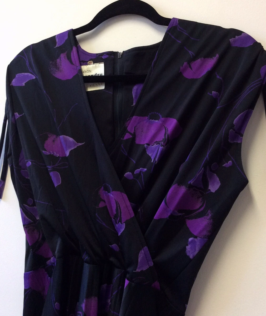 1970s Creation Alexandra Silva Vienna Cross Front Black Maxi Dress