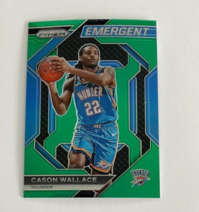 2023-24 PANINI PRIZM BASKETBALL CARD GREEN PRIZM EMERGENT CASON WALLACE #29