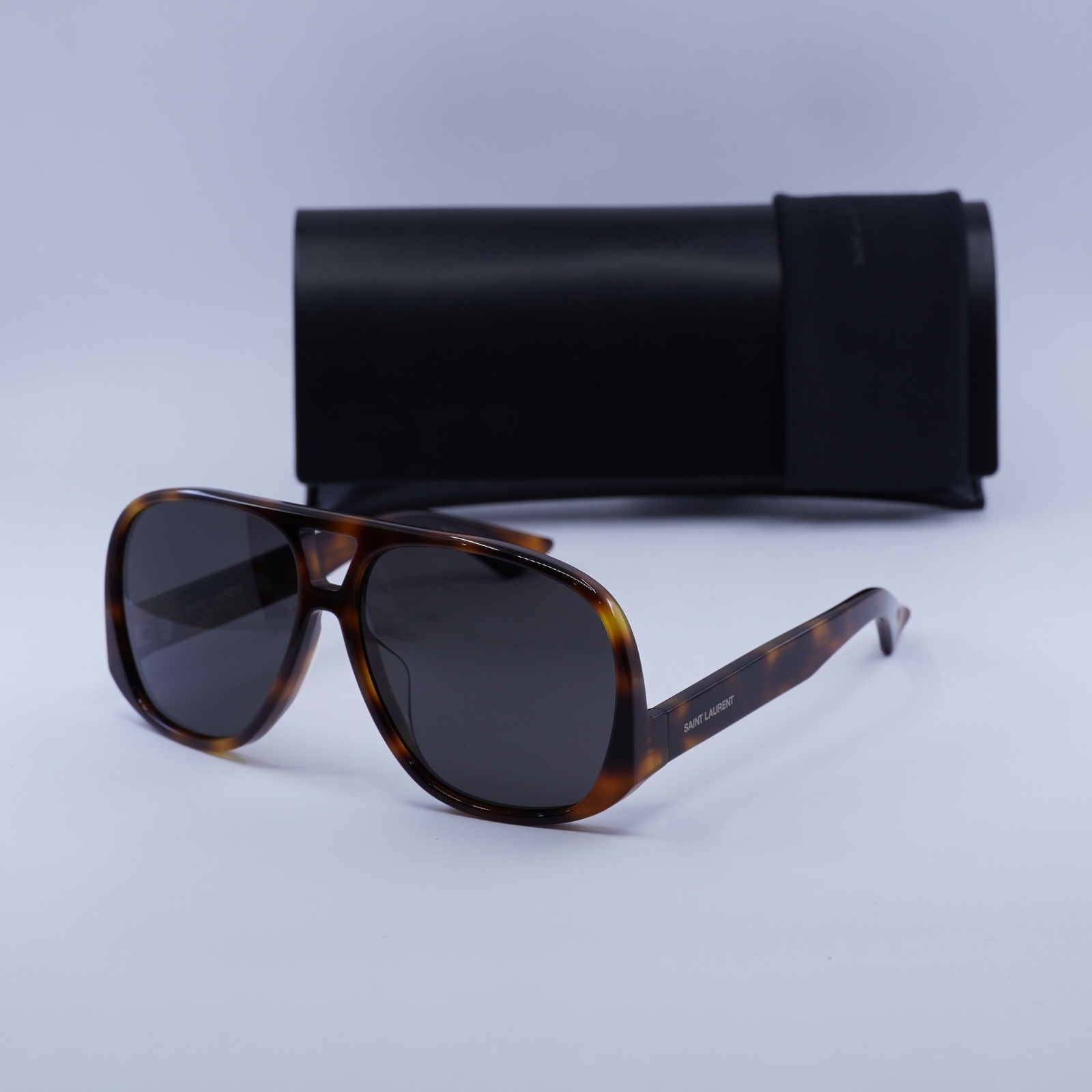 Nuovo Saint Laurent SL652 F SOLACE 002 Lucido Medio Avana Nero 61 14 140 Cantato...