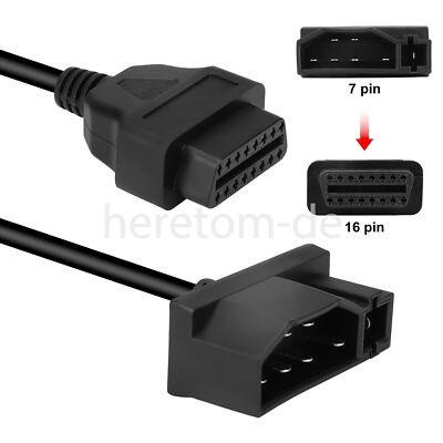 Ford 7 Pin OBD1 to OBD2 Cable Adapter Code Reader Scanner Engine Repair Tool