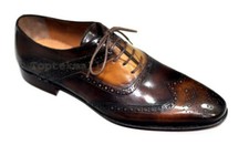 Handmade Men's Leather Oxfords Wingtip Multicolor Premium Brogue Dress Shoes-264