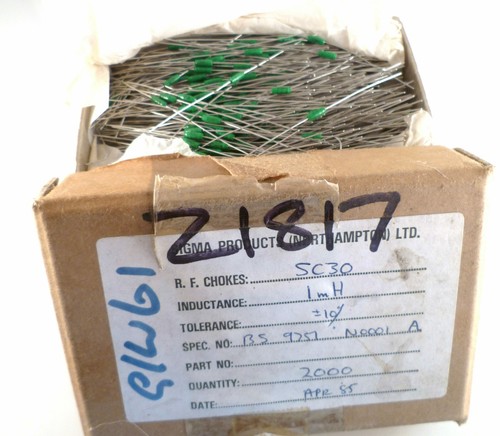 Inductor de estrangulamiento/potencia de RF Sigma SC30 1mH 10% 0,25 vatios 10 piezas OL0623A - Imagen 3 de 4