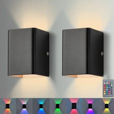 2/4PCS LED Wall Lights Remote RGB Sconce Lighting Up Down Indoor Wall Lamp UK