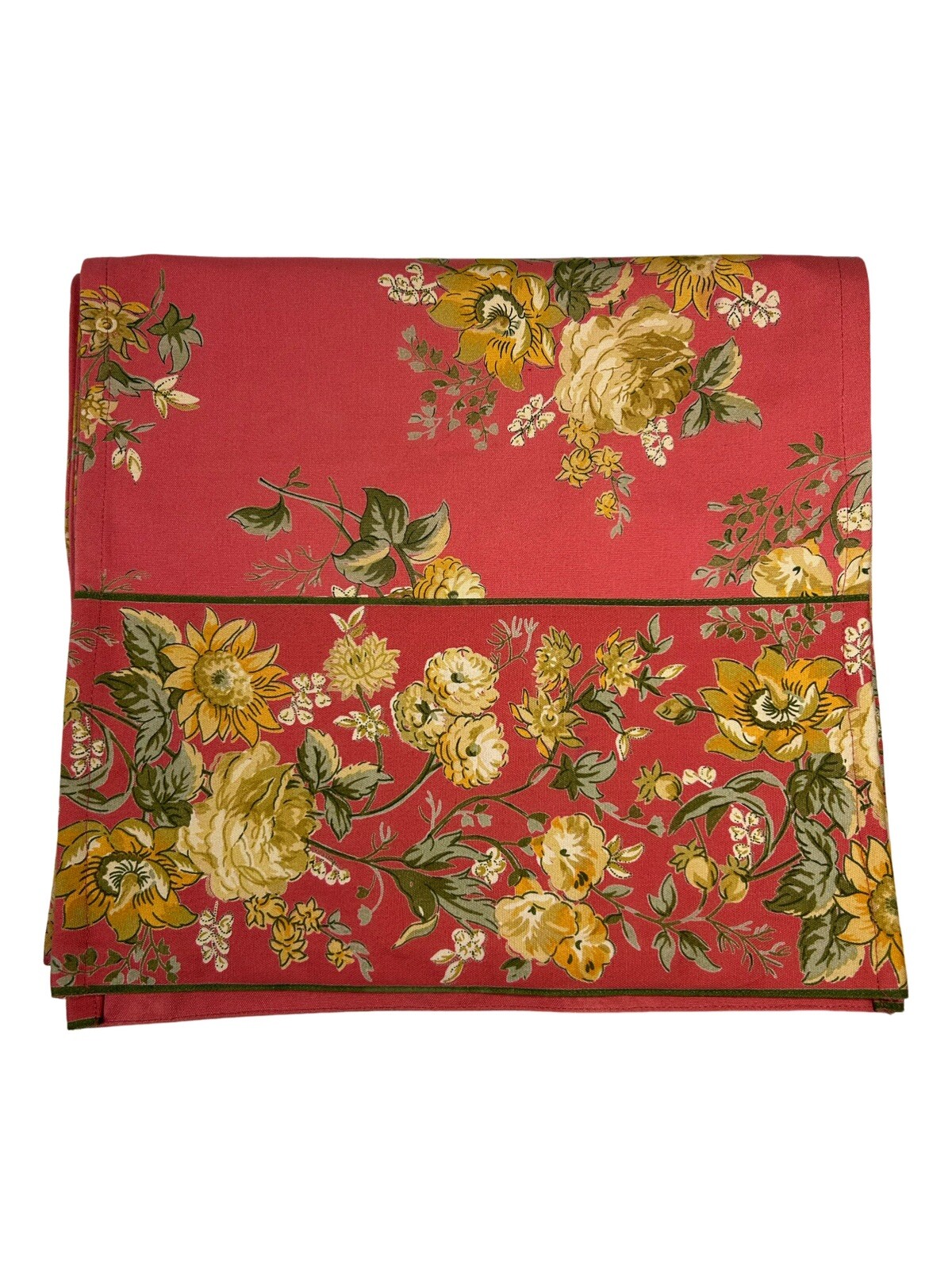 April Cornell Corredor de Mesa Floral Flores Coral Verde Amarillo 70” X 13 3/4” Nuevo sin Etiquetas
