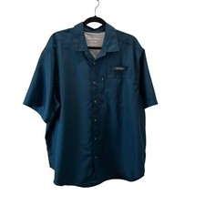 Eddie Bauer Shirt Mens Size XXL Hiking Fishing Blue Vented Short Sleeves Button