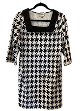 Karin Steven’s Women’s Black White Houndstooth Dress, 3/4-Sleeve Size: 6