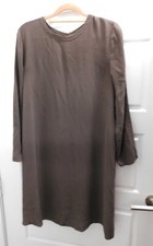 Eileen Fisher Brown 100 Silk Long Sleeve Dress sz XS