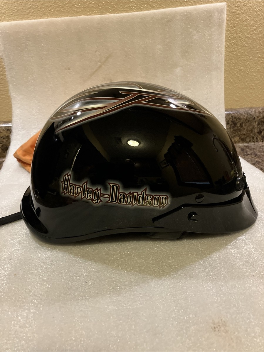 Harley Davidson Half Shell Black Motorcycle Helmet Pin strip
