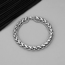 Titanium Steel Layered Link Chain Bracelet for Men Women,Punk Hip Hop Bracelet