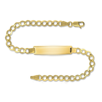 9KT GOLD IDENTITÄTSARMBAND KOSTENLOSE GRAVUR DIAMANTSCHLIFF D/C RANDSTEIN LINK ID GESCHENKBOX