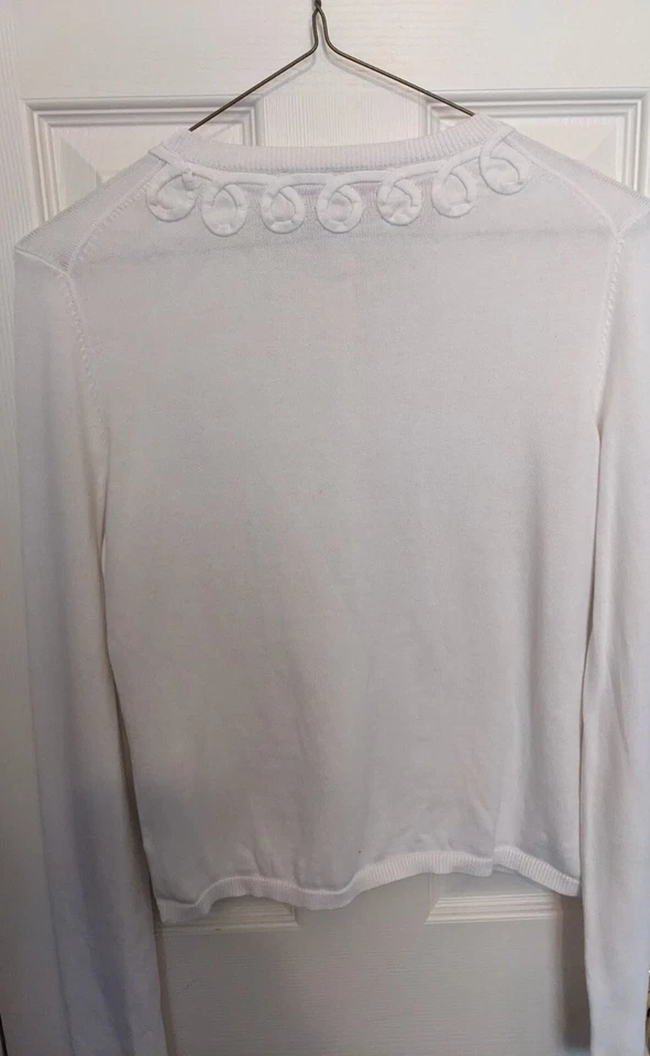 Suéter Lilly Pulitzer Jubilee Blanco Niñas Talla Pequeña Borde Bordado Desplazamiento Foto 2 de 3