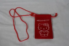 RARE! RED HELLO KITTY MINI DRAWSTRING / SHOULDER STRING POUCH 5" X 3" NEW
