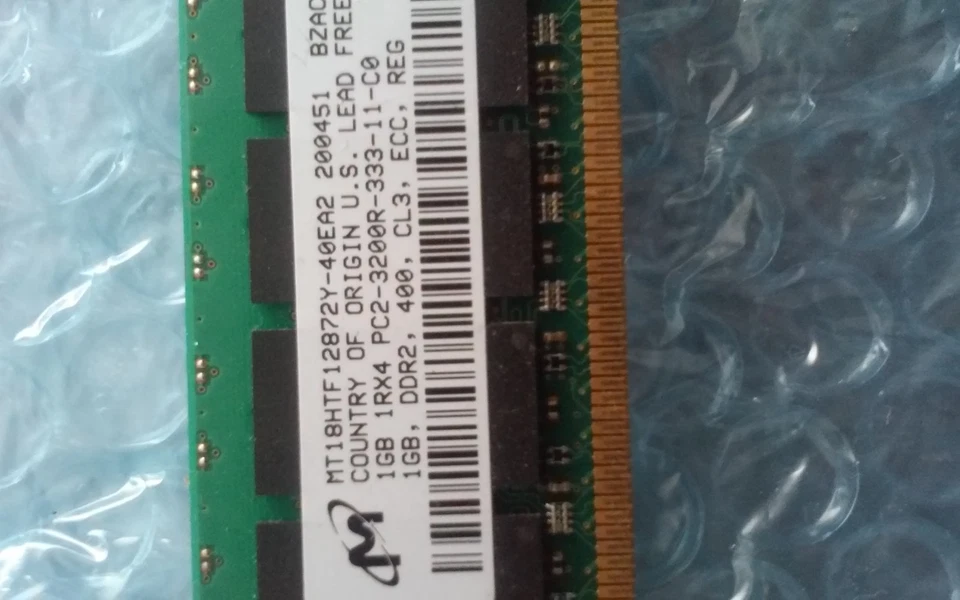 1GB Micron DDR2 PC2-3200R-333-11-c0 400MHz 1Rx4 ECC Reg RAM MT18HTF12872Y - Image 2 of 2