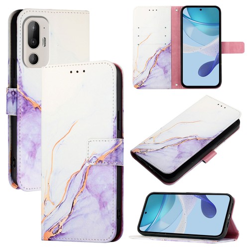 For HTC U24 Pro, Luxury Fashion Marble Flip PU Leather Wallet Cover Case - Picture 9 of 18