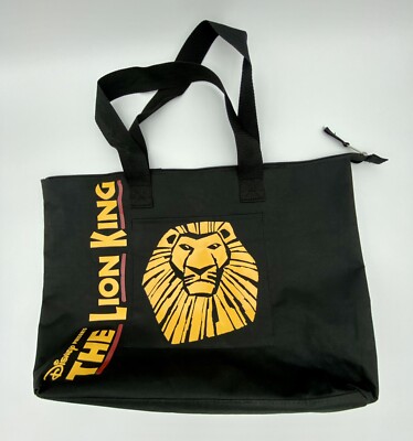 The Lion King Broadway Play Musical Zippered Canvas Tote Bag Disney Black