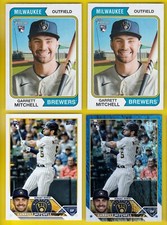 2023 Topps 359 Garrett Mitchell RC Blue Foil 913/999 + Base & 2 Heritage 95 RCs