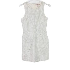 NWT Forever 21 Metallic Sleeveless Mini Dress Pockets Ivory Silver Size Small S