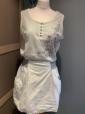 SOCCX Pale Green /grey Sleeveless Cotton Dress Size XL