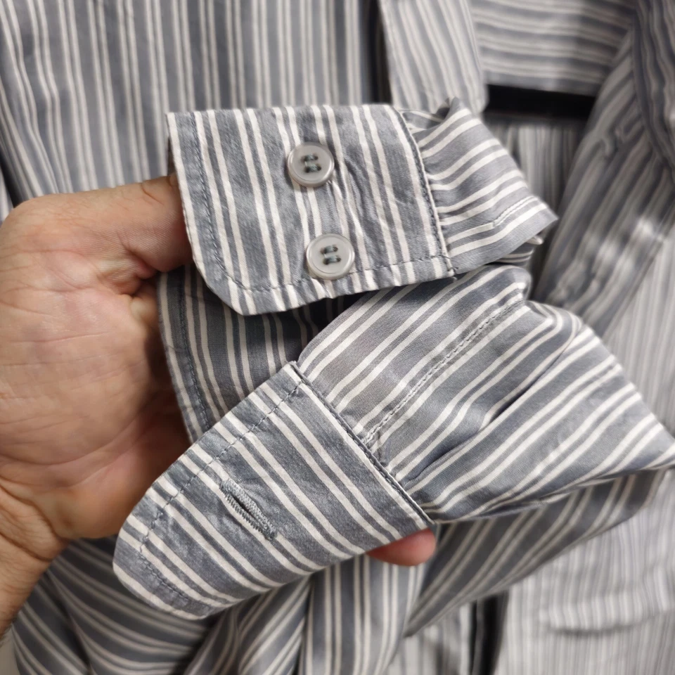 Cambio Italia Hombre Grande Manga Larga Abotonada 100% Seda Foto 3 de 4