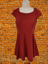 FRENCH CONNECTION SIZE UK 10 TERRACOTTA CAP SLEEVE MINI FIT & FLARE WORK DRESS