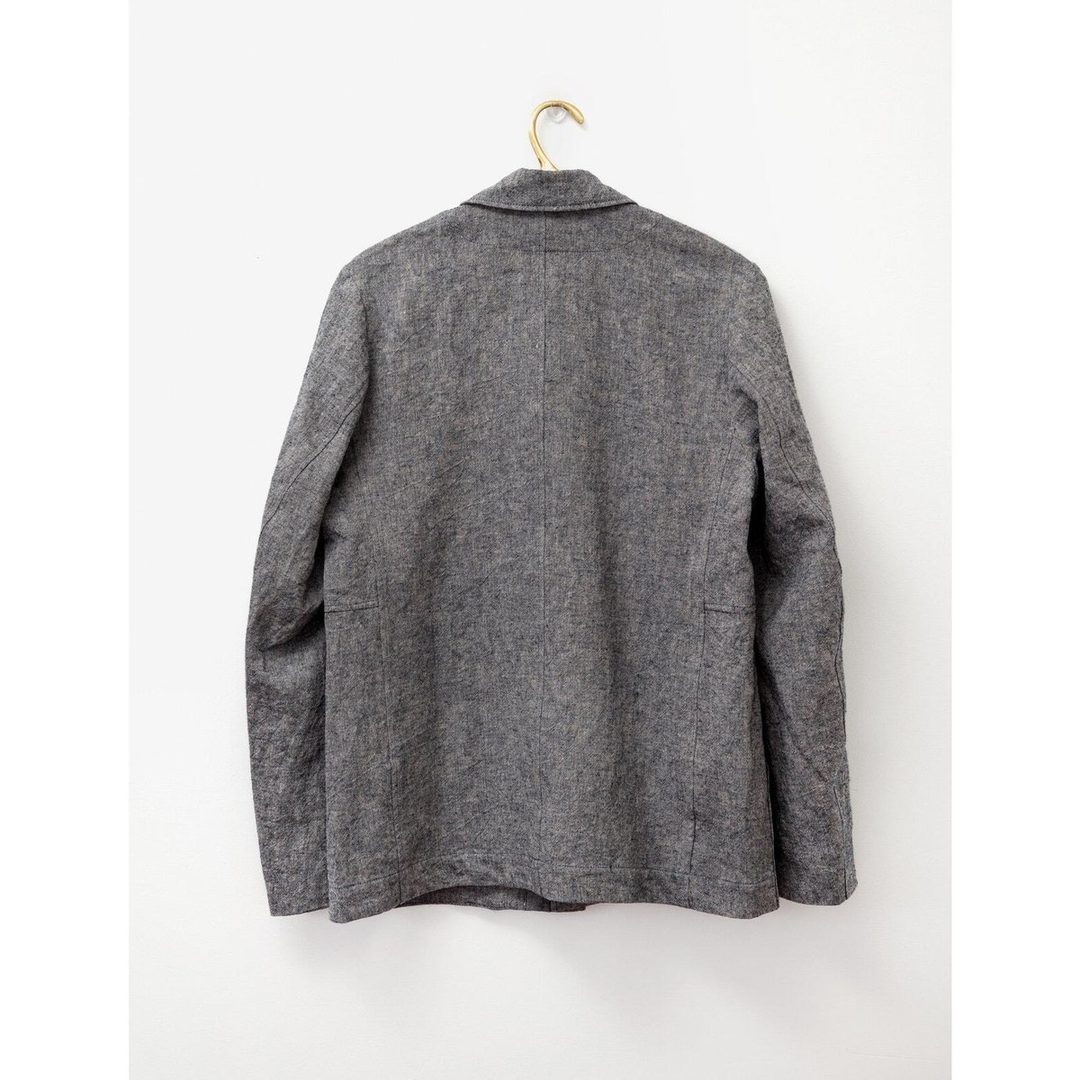 Frank Leder Work Jacket Grey Blue Textured Linen Chore - L NWT 