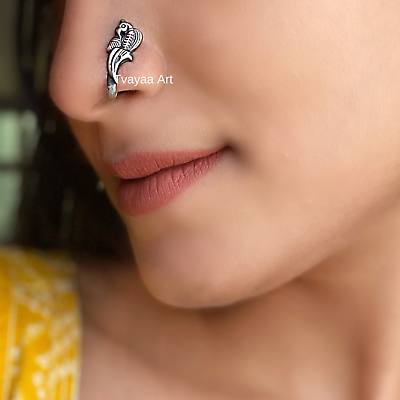 Oxidized Pure Silver Nose Pins Design - South India Jewels