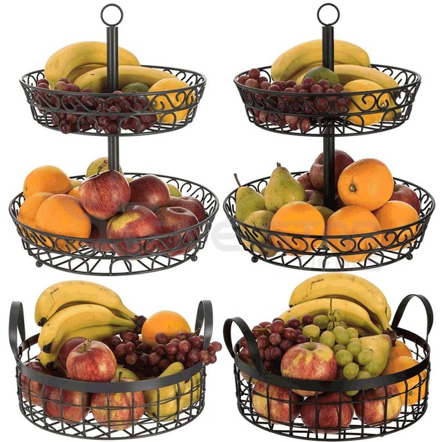 Countertop Black Wire Fruit Storage Basket Vegetable Bowl Storage