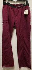 HeartSoul Medium Petite Scrub Pull-on Cargo Pant MP Wine 20101AP NWT