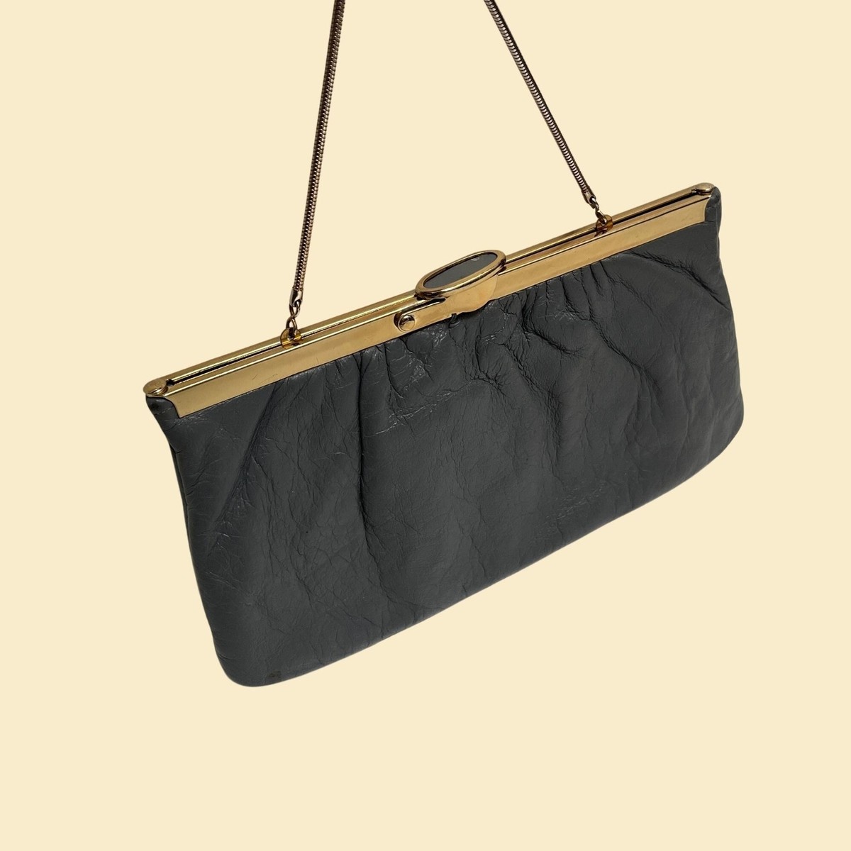 Small Purse Etra Handbags 1970s Etra Leather Purse, Vintage Grey