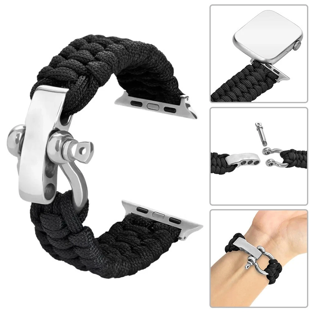 Outdoor Paracord Bracelet Strap For IOS Watch 42/44mm Stainless Steel Clasp